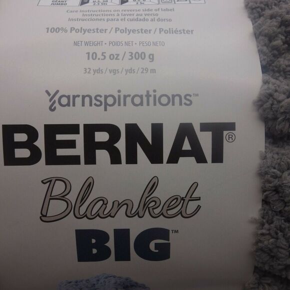 NEW Yarnspirations Bernat Big Blanket Yarn Chunky Knit Gray 51005 32 yds - Picture 2 of 5